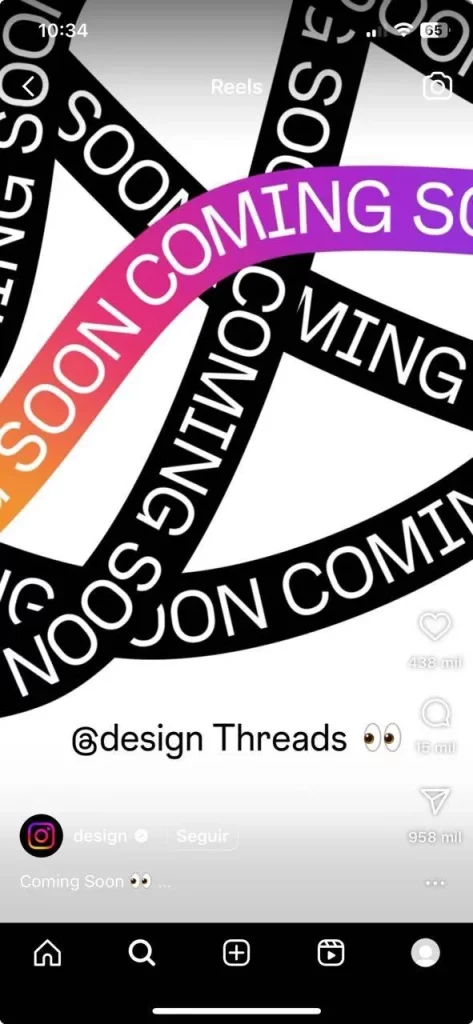 Demo reel de la nueva función del formato Reel Instagram con contenido de Threads tras desbloqueo con código secreto.
